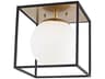 Mitzi Aira 1-Light Aged Brass Black Glass Globe Flush Mount