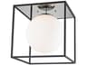 Mitzi Aira 1-Light Polished Nickel Black Glass Globe Flush Mount