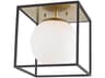 Mitzi Aira 1-Light Aged Brass Black Glass Globe Flush Mount