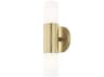 Mitzi Lola 2-Light Aged Brass White Glass LED Wall Sconce