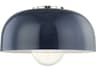 Mitzi Avery 1-Light Polished Nickel Navy Blue Dome Flush Mount