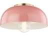 Mitzi Avery 1-Light Aged Brass Pink Dome Flush Mount