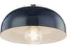 Mitzi Avery 1-Light Polished Nickel Navy Blue Dome Flush Mount