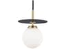 Mitzi Ellis 1-Light Aged Brass Black Glass LED Globe Mini Pendant