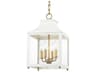 Mitzi Leigh 4-Light Aged Brass Soft Off White Glass Candelabra Lantern Chandelier