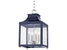 Mitzi Leigh 4-Light Polished Nickel Navy Blue Glass Candelabra Lantern Chandelier