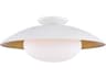 Mitzi Cadence 1-Light White Lustro Gold Leaf Combo Glass Round Semi Flush Mount