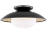 Mitzi Cadence 1-Light Black Lustro Gold Leaf Combo Glass Round Semi Flush Mount