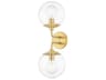 Mitzi Meadow 2-Light Aged Brass Glass Wall Sconce