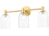 Mitzi Paisley 3-Light Aged Brass Glass Vanity Light