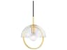 Mitzi Meriah 1-Light Aged Brass Clear Glass Dome Mini Pendant