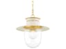 Mitzi Nori 1-Light Aged Brass White Glass Pendant