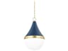 Mitzi Ciara 1-Light Aged Brass Soft Navy Blue Glass Pendant