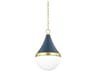 Mitzi Ciara 1-Light Aged Brass Soft Navy Blue Glass Mini Pendant