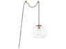 Mitzi Margot 1-Light Aged Brass Glass Globe Pendant