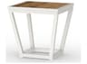 MamaGreen Bondi Quick Ship Aluminum Cotton Square Teak Top Outdoor Patio Side Table