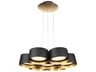 Modern Forms Marimba 7-Light Black Gold Leaf Glass LED Drum Pendant