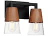 Maxim Lighting Carpenter 2-Light Walnut Black Vanity Light