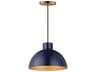 Maxim Lighting Rockport 1-Light Natural Aged Brass Blue Mini Pendant