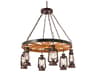 Meyda Miners Lantern 6-Light Rust Black Glass Chandelier