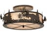 Meyda Moose At Dusk 4-Light Black Glass Drum Semi Flush Mount