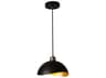Nova Luna Bella 1-Light Matte Black Hammered Gold Leaf Dome Mini Pendant