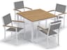 Oxford Garden Travira Aluminum Chalk 5 Piece Outdoor Dining Set with Titanium Sling
