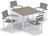 Oxford Garden Travira Aluminum Chalk 5 Piece Patio Dining Set with Titanium Sling