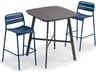 Oxford Garden Kapri Aluminum Carbon/Prussian 3 Piece Bar Table Set
