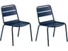Oxford Garden Kapri Aluminum Prussian Stackable Patio Dining Side Chair Set of 2