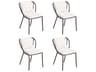 Oxford Garden Malti Aluminum Carbon Stackable Patio Dining Side Chair with Bliss Linen Cushion Set of 4