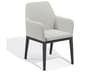 Oxford Garden Oland Aluminum Carbon Outdoor Dining Arm Chair with Canvas Granite Cushion