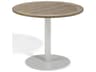 Oxford Garden Travira Aluminum Flint Round Teakwood Top Patio Bistro Table