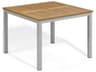 Oxford Garden Travira Aluminum Flint Square Tekwood Top Outdoor Patio Dining Table with Umbrella Hole