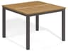 Oxford Garden Travira Aluminum Carbon Square Tekwood Top Patio Dining Table with Umbrella Hole