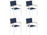 Oxford Garden Travira Aluminum Chalk Stackable Patio Dining Arm Chair with Ink Pen Sling Set of 4