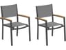 Oxford Garden Travira Aluminum Carbon Stackable Outdoor Patio Dining Arm Chair with Titanium Sling Set of 2