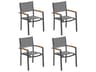 Oxford Garden Travira Aluminum Carbon Stackable Patio Dining Arm Chair with Titanium Sling Set of 4