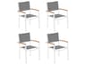 Oxford Garden Travira Aluminum Chalk Stackable Outdoor Patio Dining Arm Chair with Titanium Sling Set of 4