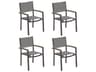 Oxford Garden Travira Aluminum Carbon Stackable Outdoor Dining Arm Chair with Titanium Sling Set of 4