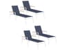 Oxford Garden Travira Aluminum Flint Stackable Outdoor Patio Chaise Lounge with Ink Pen Sling Set of 4