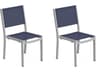 Oxford Garden Travira Aluminum Flint Outdoor Patio Dining Side Chair with Ink Pen Sling Set of 2