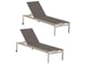 Oxford Garden Ven Aluminum Oyster Stackable Patio Chaise Lounge Set of 2