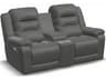 Palliser Leighton Leather Upholstery Console Loveseat Power Recliner with Headrest & Lumbar