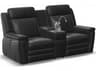 Palliser Asher Leather Upholstery Console Loveseat Power Recliner with Cupholder