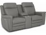 Palliser Asher Leather Upholstery Console Loveseat Power Recliner with Headrest & Lumbar