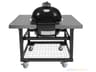 Primo Oval Junior Charcoal Grill with Stainless Steel Cart and Side Shelves