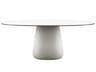 Qeeboo Outdoor Cobble Warm White Black Stratified Recycled Plastic Oval Dining Table