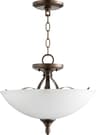 Quorum Jardin 3-Light Oiled Bronze Glass Bowl Pendant