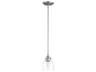 Quorum Enclave 1-Light Satin Nickel With Clear Seeded Glass Bell Mini Pendant